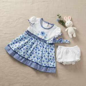 New Baby Girl Dress Set with matching headband underwear size 6 to 9 months